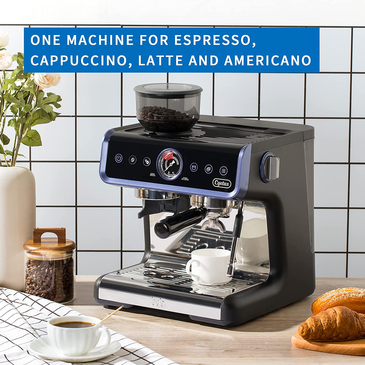 Cyetus Coffee Machine Classic 1 - All in One Home Barista Semi-Auto Es